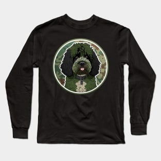 Portuguese Water Dog Camouflage Motif Long Sleeve T-Shirt